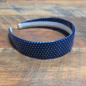 Navy Royal Blue And White Polka Dot Headband